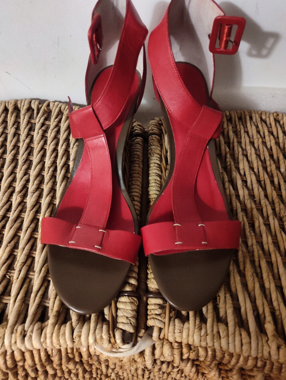 Caslon Red Leather T- Strap Sandals Size 9